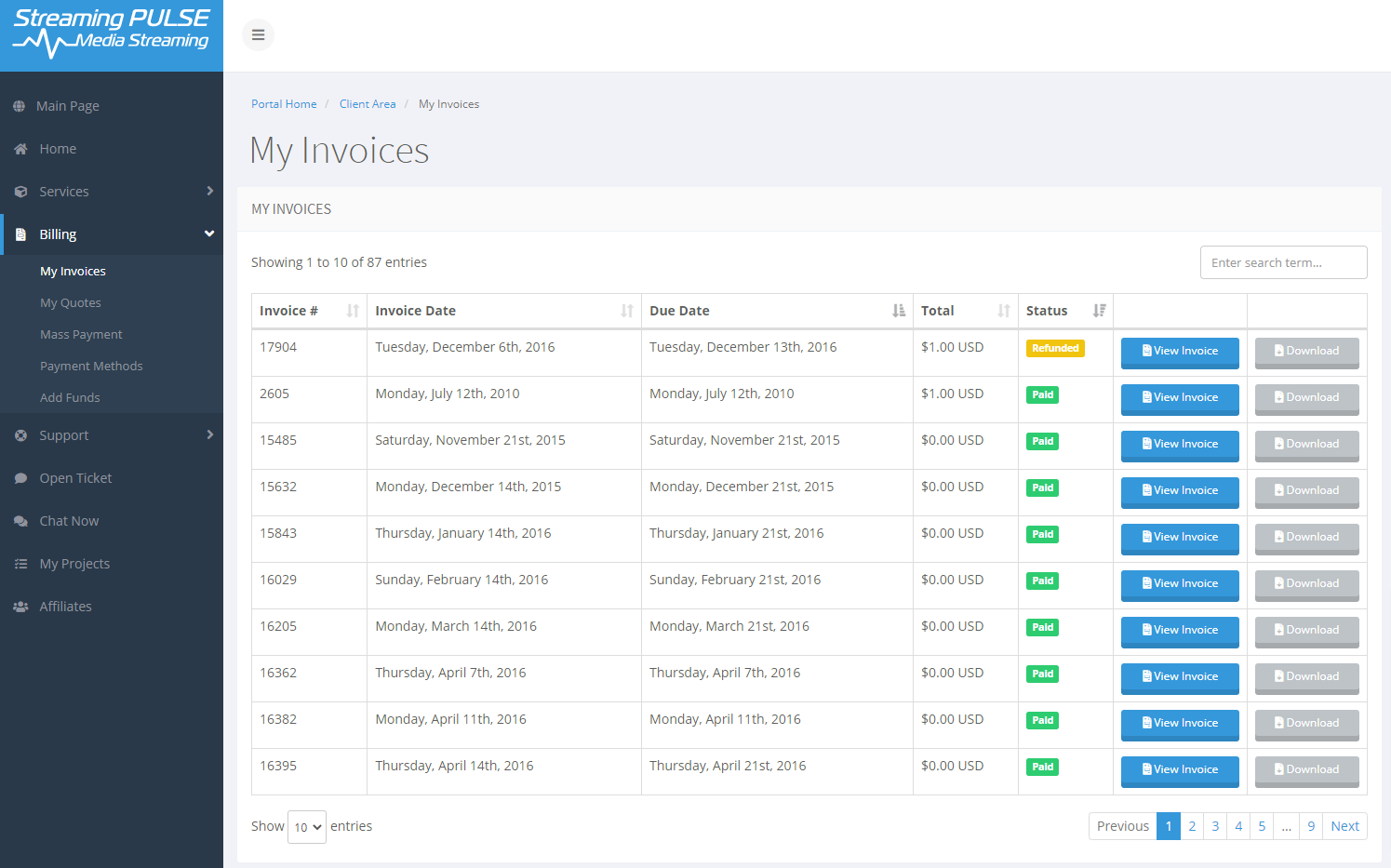 Client Zone Invoice