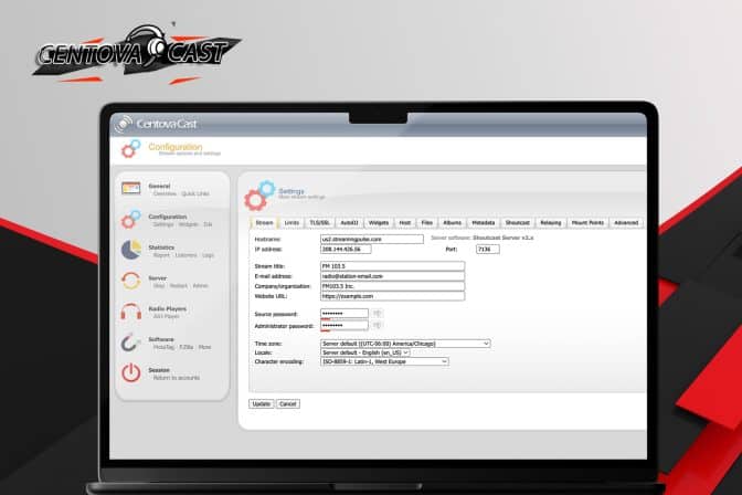 Centova Cast Settings