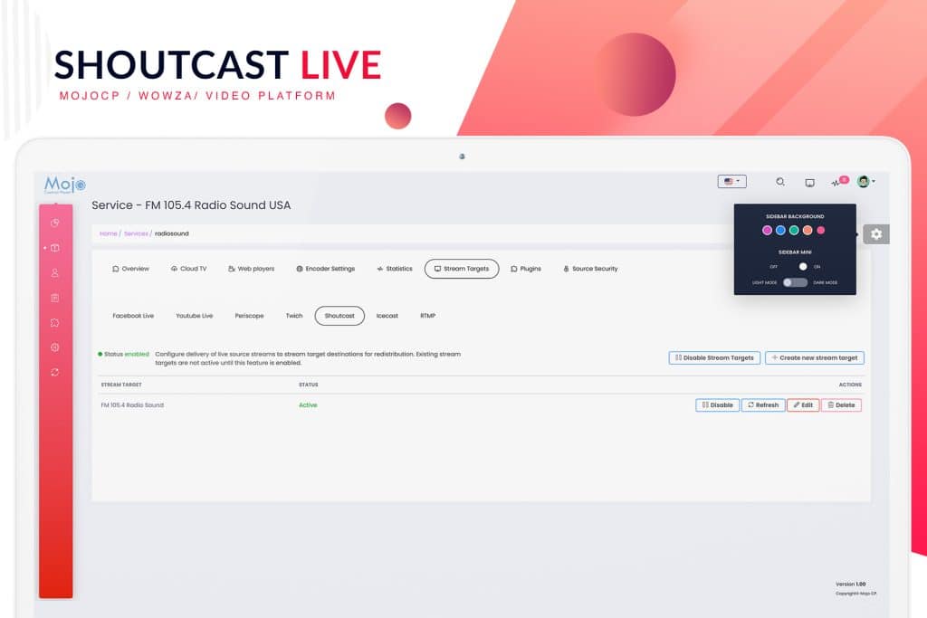 Wowza Stream Target to Shoutcast