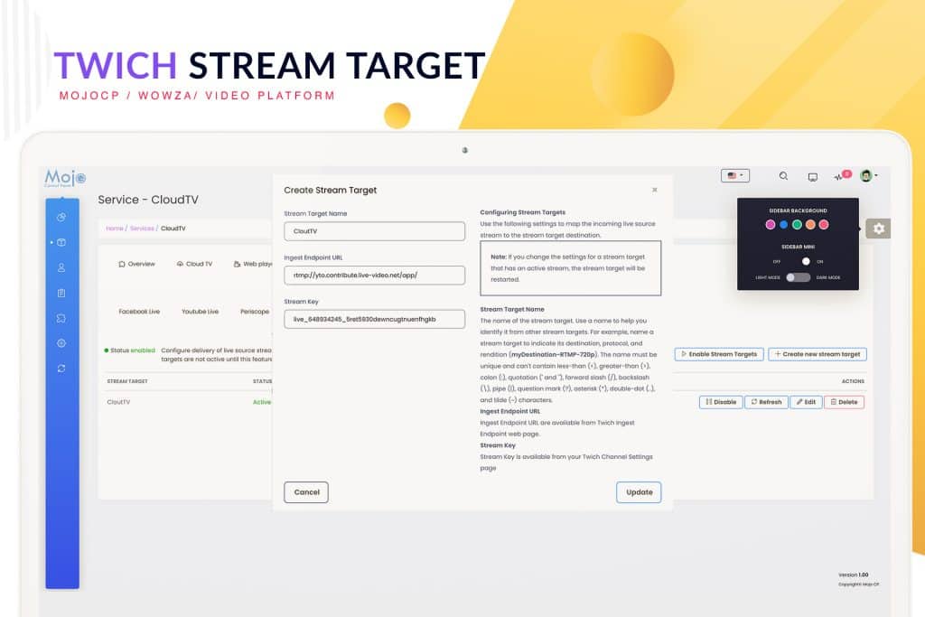 Mojocp Wowza Stream Target