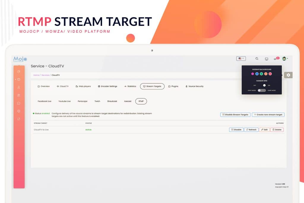 RTMP Wowza Stream Target