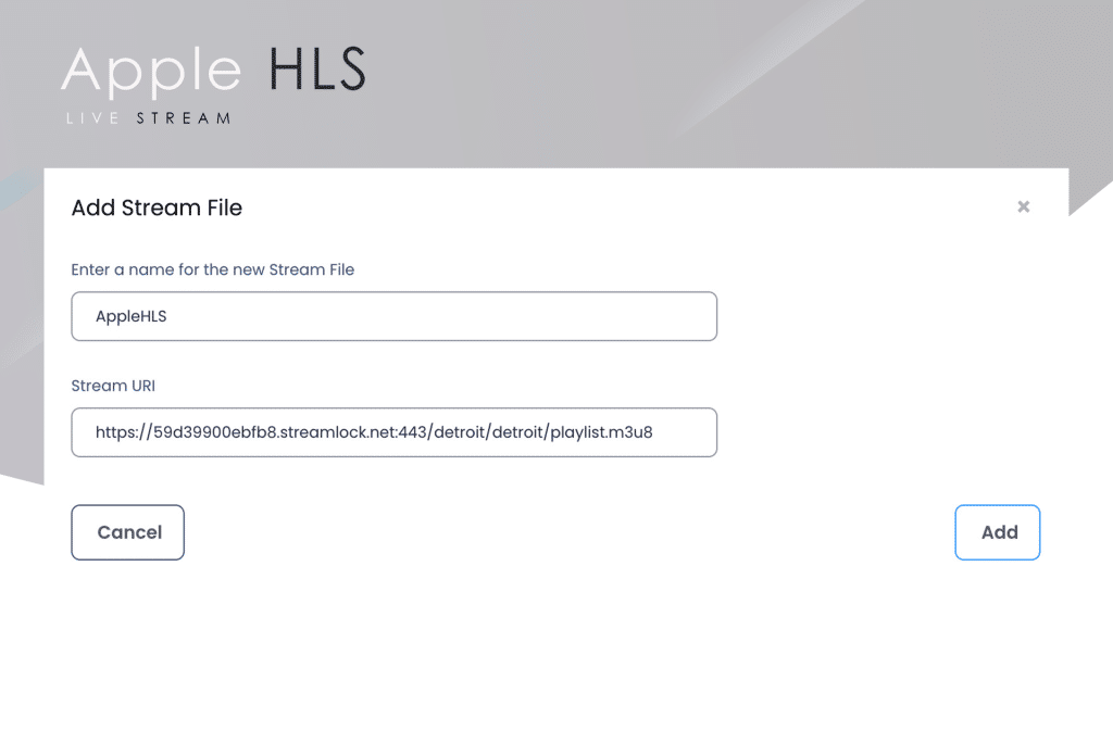 Wowza Apple hls add stream file