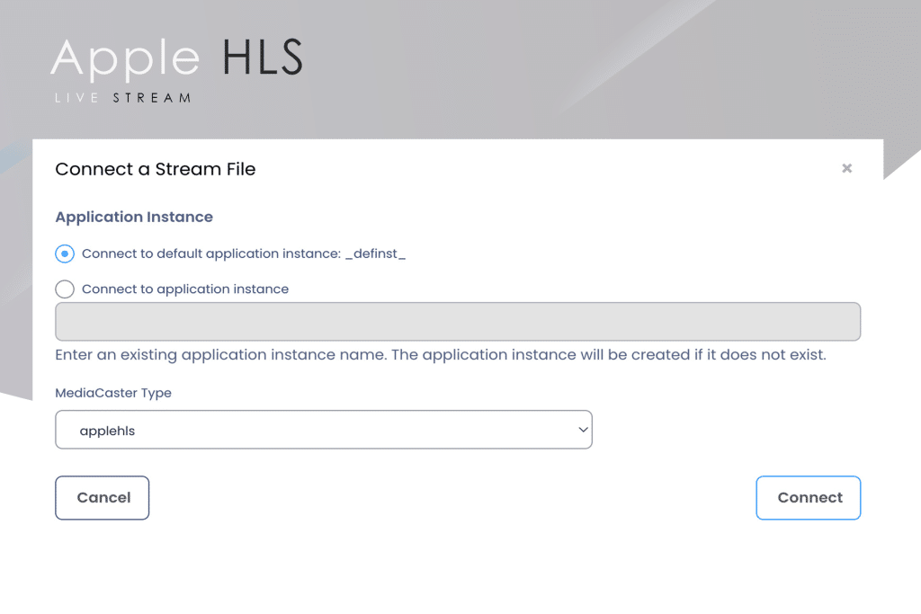 Wowza Apple hls connect stream