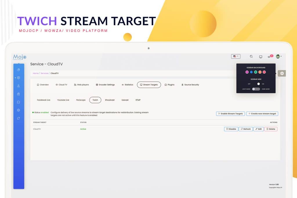 Wowza to Twich stream target
